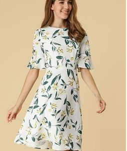 Women's Bell Sleeve Floral A-line Dress